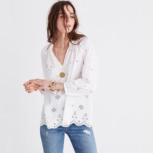 Madewell Eyelet Popover Blouse Sz S